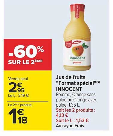 jus de fruits "format spécial" innocent