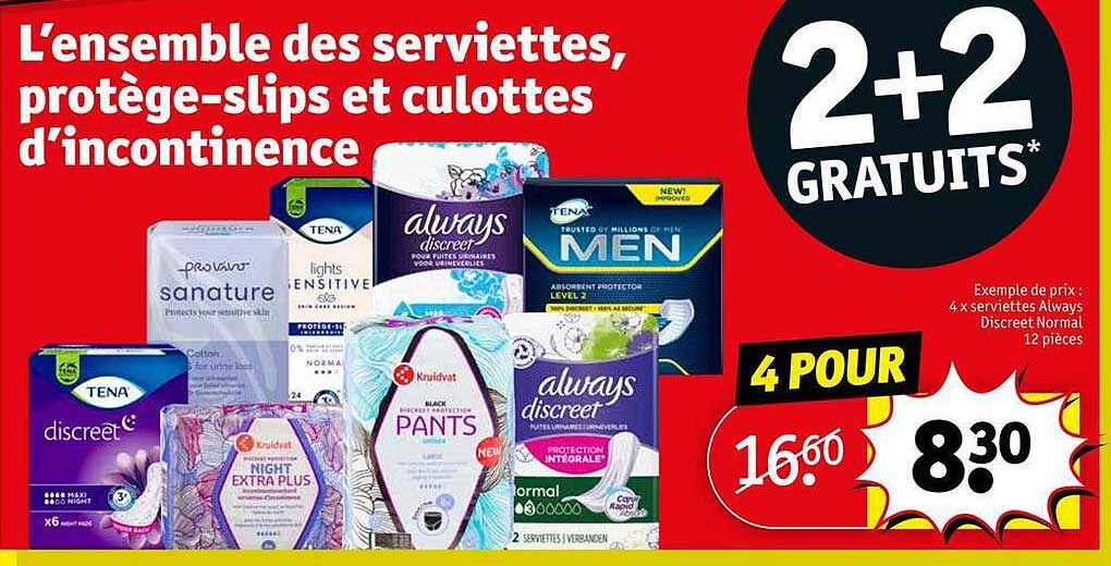 l'ensemble des serviettes, protège-slips et culottes d'incontinence*