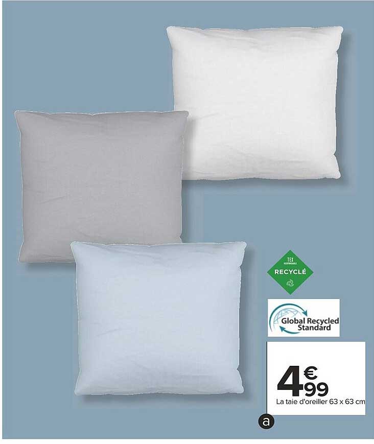 la taie d'oreiller 63 x 63 cm