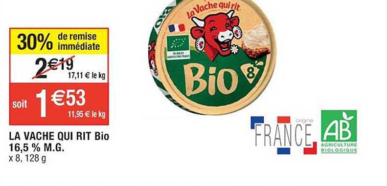 la vache qui rit bio 16,5% m.g.