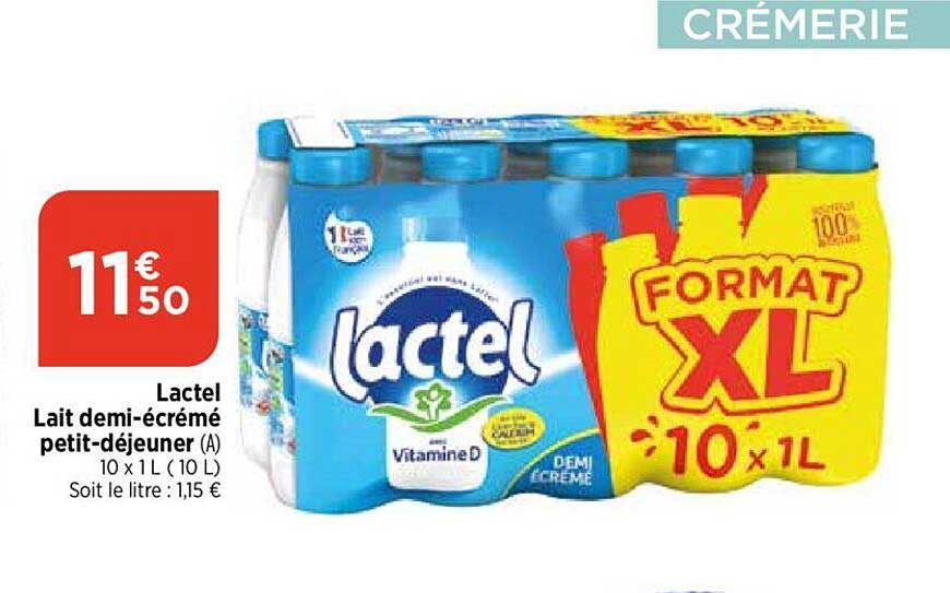 lactel lait demi-écrémé petit-déjeuner