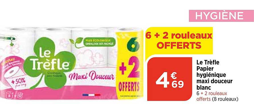 Le Trèfle Papier Hygiénique Maxi Douceur Blanc