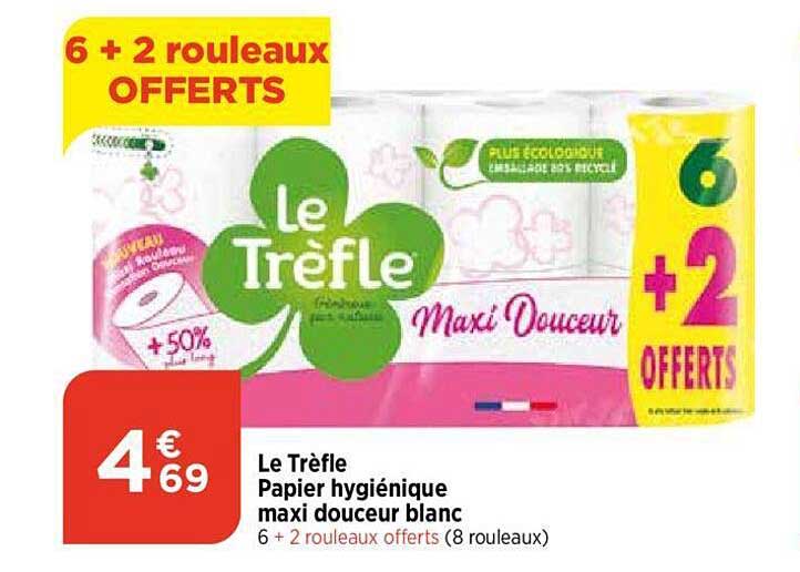 Le Trèfle Papier Hygiénique Maxi Douceur Blanc