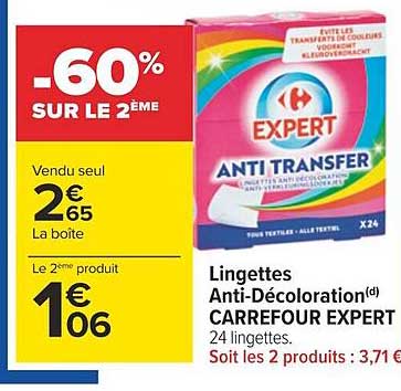 lingettes anti-décoloration carrefour expert