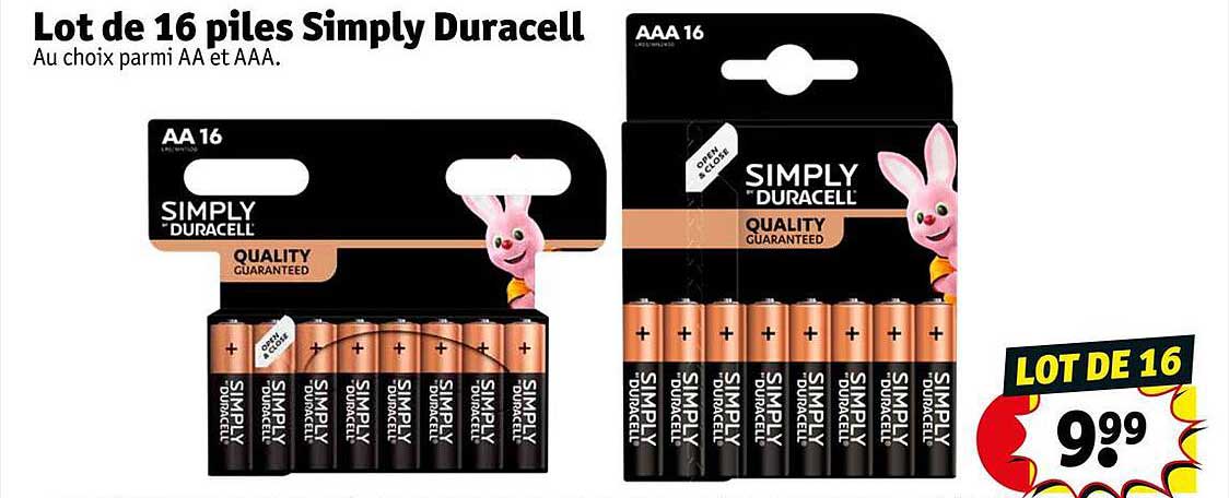 lot de 16 piles simply duracell