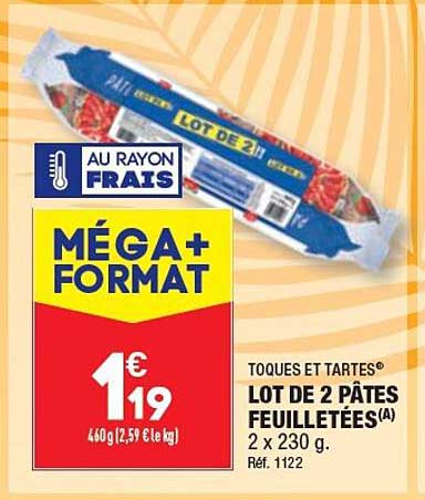 lot de 2 pâtes feuilletées toques et tartes
