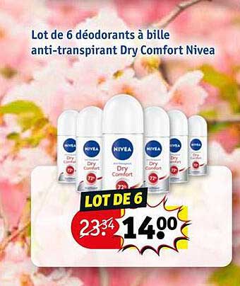 lot de 6 déodorants à bille anti-transpirant dry comfort nivea