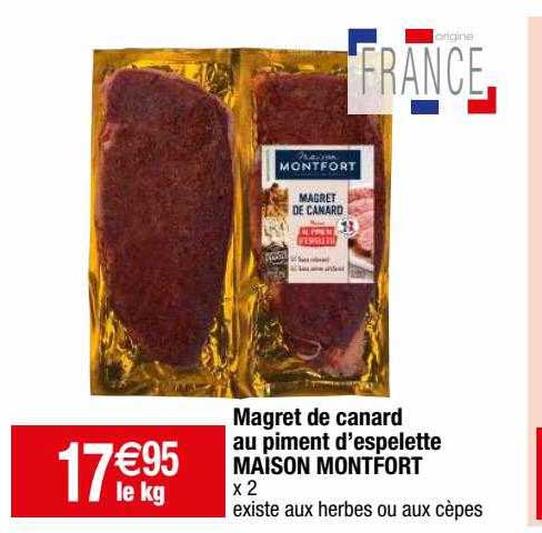 magret de canard au piment d'espelette maison montfort