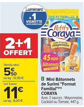 mini bâtonnets de surimi "format familial" coraya