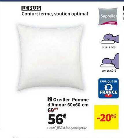 oreiller pomme d'amour 60 x 60 cm