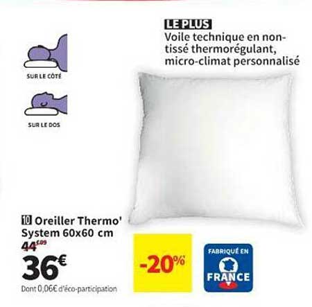 oreiller thermo' system 60 x 60 cm