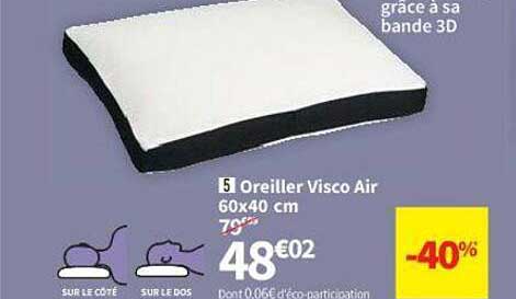 oreiller visco air 60 x 40 cm