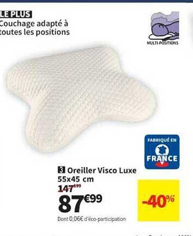 oreiller visco luxe 55 x 45 cm