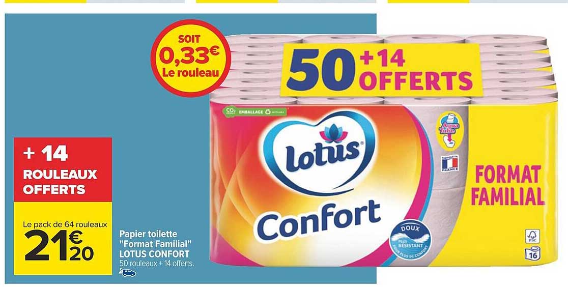 papier toilette "format familial" lotus confort