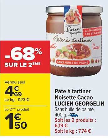 pâte à tartiner noisette cacao lucien georgelin