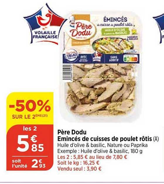 père dodu émincés de cuisses de poulet rôtis