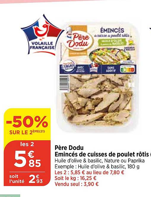père dodu émincés de cuisses de poulet rôtis