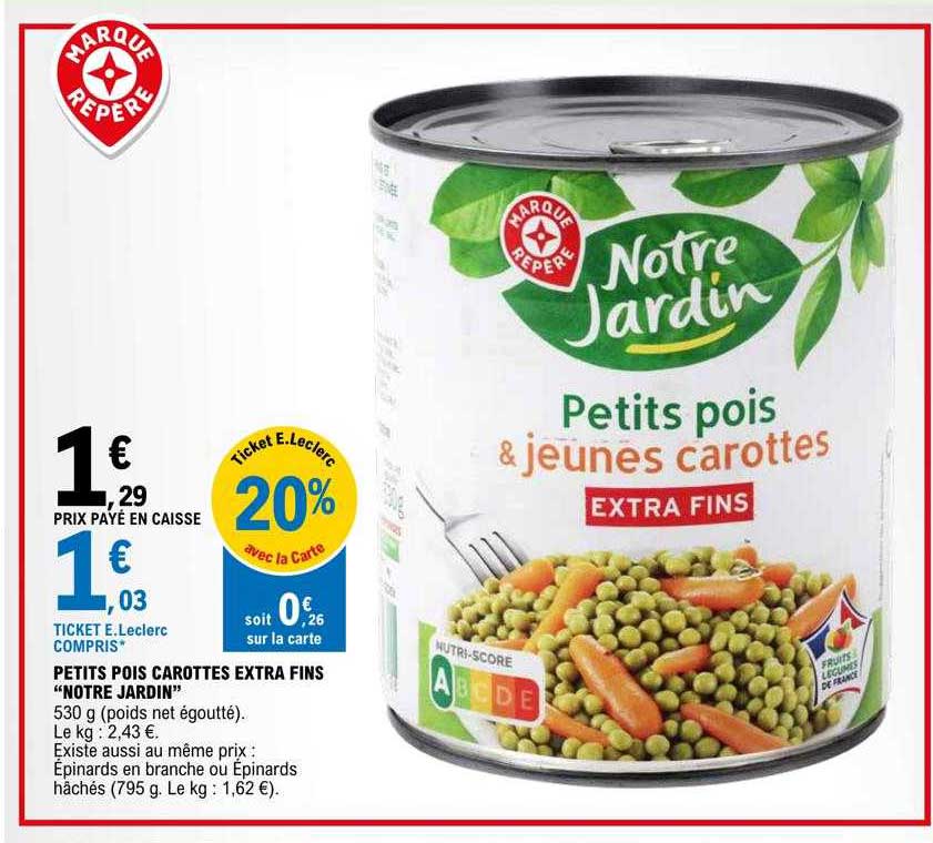 petits pois carottes extra fins "notre jardin"