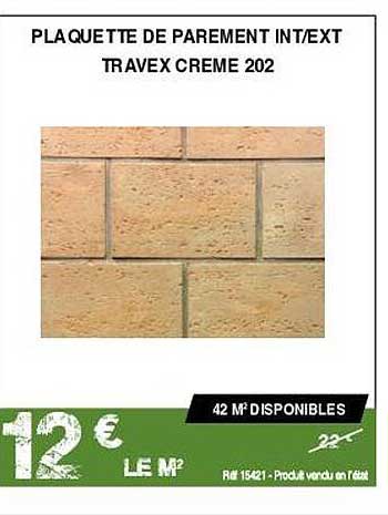 plaquette de parement int/ext travex crème 202