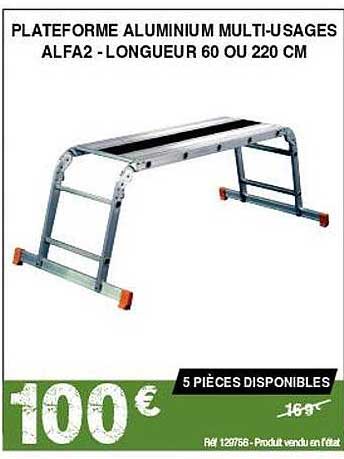 plateforme aluminium multi-usages alfa2 - longueur 60 ou 220 cm
