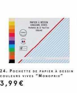 pochette de papier à dessin couleurs vives "monoprix"
