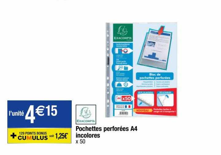pochettes perforées A4 incolores exacompta