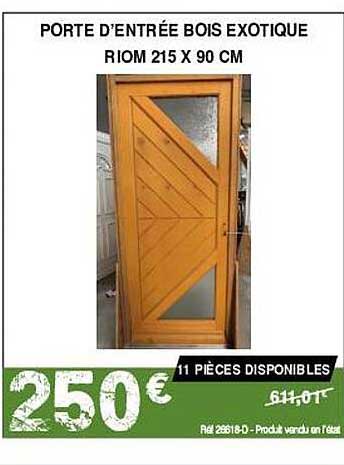 porte d'entrée bois exotique riom 215 x 90 cm