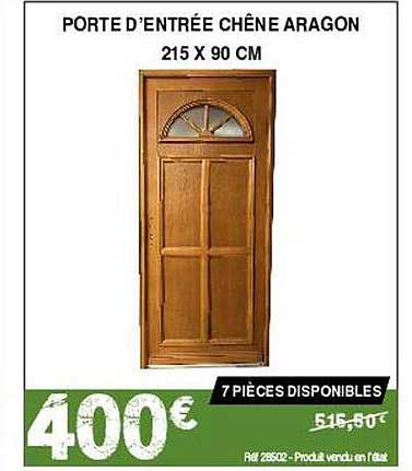 porte d'entrée chêne aragon 215 x 90 cm