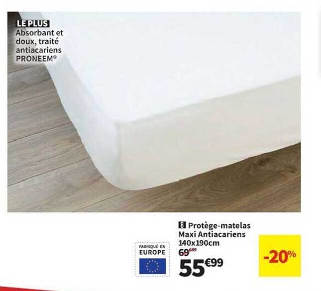protège-matelas maxi antiacariens 140 x 190 cm