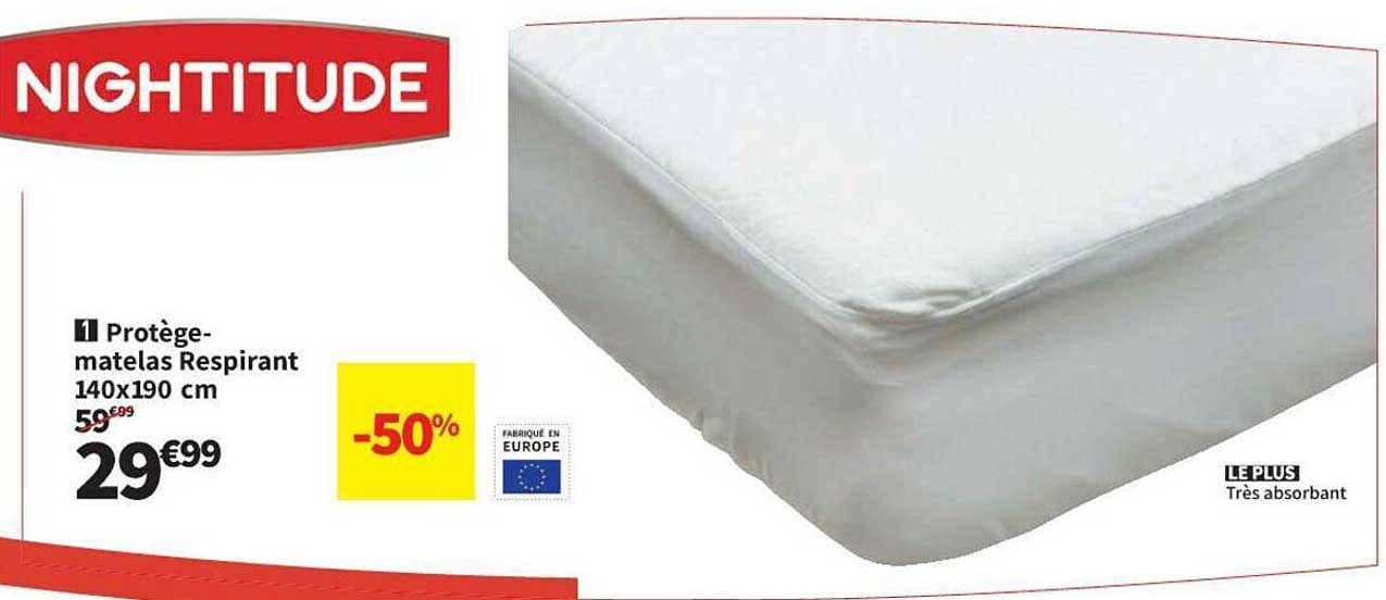 protège-matelas respirant 140 x 190 cm nightitude