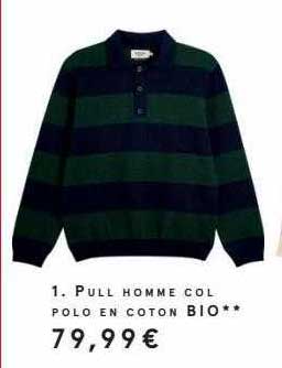 pull homme col polo en coton bio