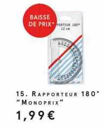 rapporteur 180° "monoprix"