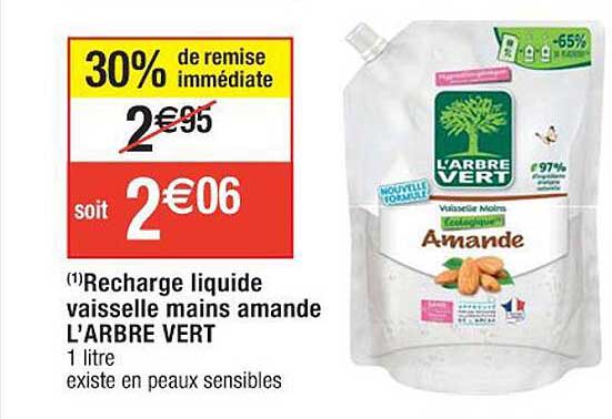 recharge liquide vaisselle mains amande l'arbre vert