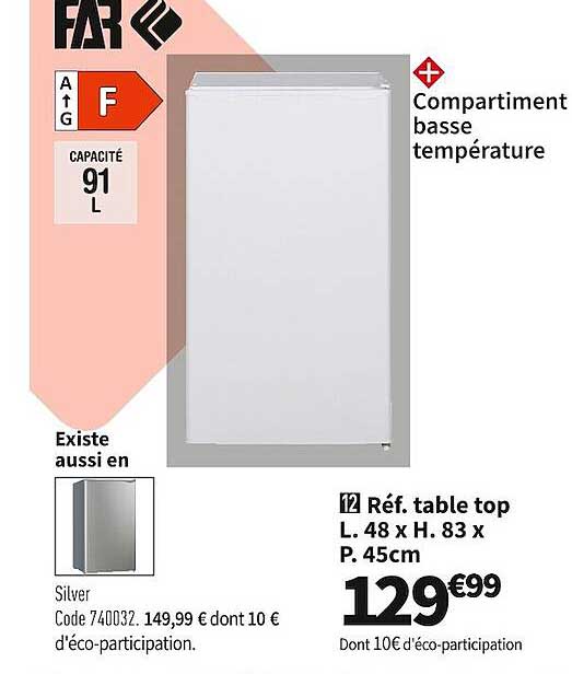 réf. table top l.48 x h.83 x p.45 cm far