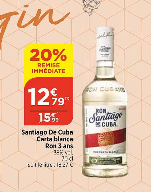 santiago de cuba carta blanca ron 3 ans