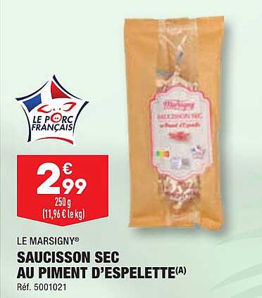 saucisson sec au piment d'espelette le marsigny