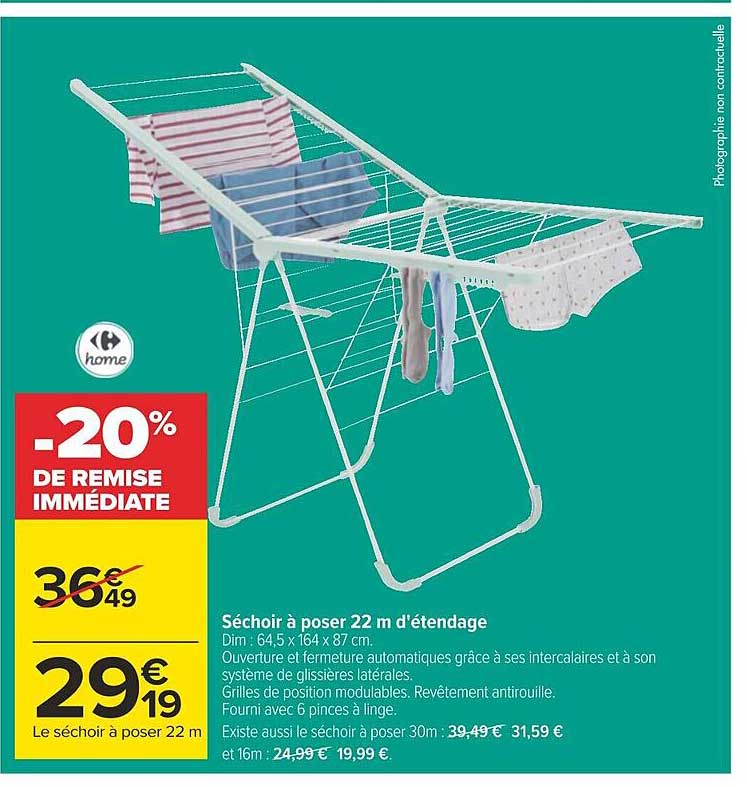 séchoir à poser 22 m d'étendage carrefour home