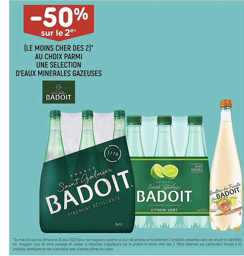 sélection d'eaux minérales gazeuses badoit