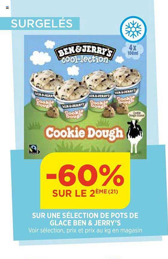 sélection de pots de glace ben & jerry's