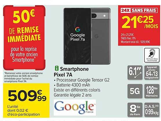 Smartphone Pixel 7a Google