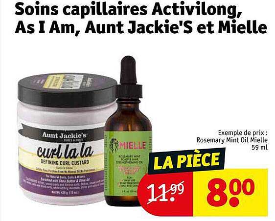 soins capillaires activilong, as i am, aunt jackie's et mielle
