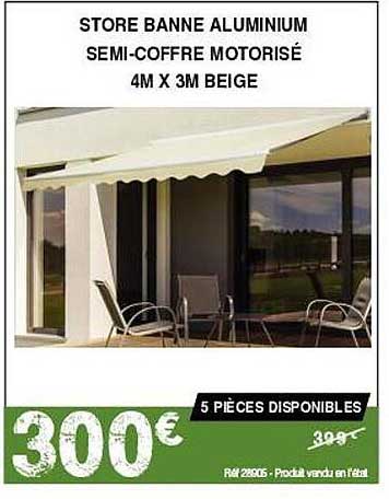 store banne aluminium semi-coffre motorisé 4m x 3m beige