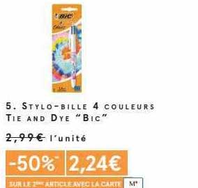 stylo-bille 4 couleurs tie and dye "bic"
