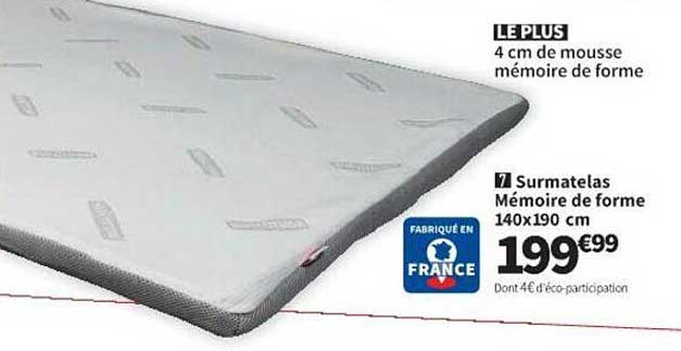 Surmatelas Mémoire De Forme 140 X 190 Cm