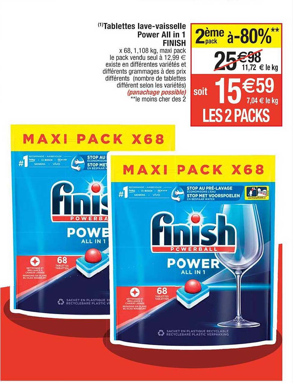 tablettes lave-vaisselle power all in 1 finish