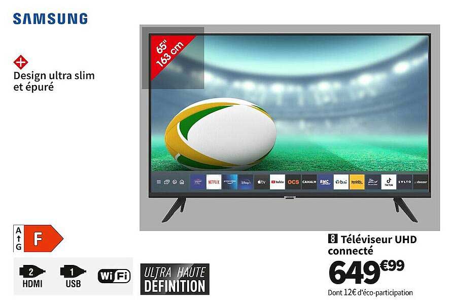 Téléviseur Uhd Connecté 65" 163 Cm Samsung