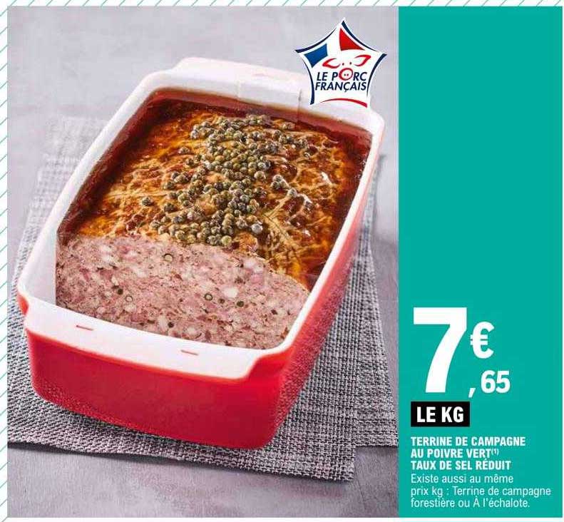 terrine de campagne au poivre vert taux de sel réduit