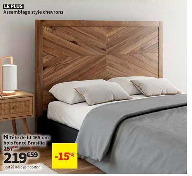 tête de lit 165 cm bois foncé brasilia