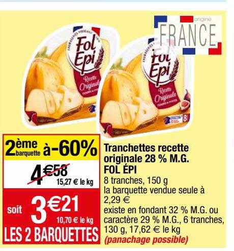 tranchettes recette originale 28% m.g. fol épi