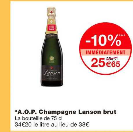 a.o.p. champagne lanson brut -10% immédiatement